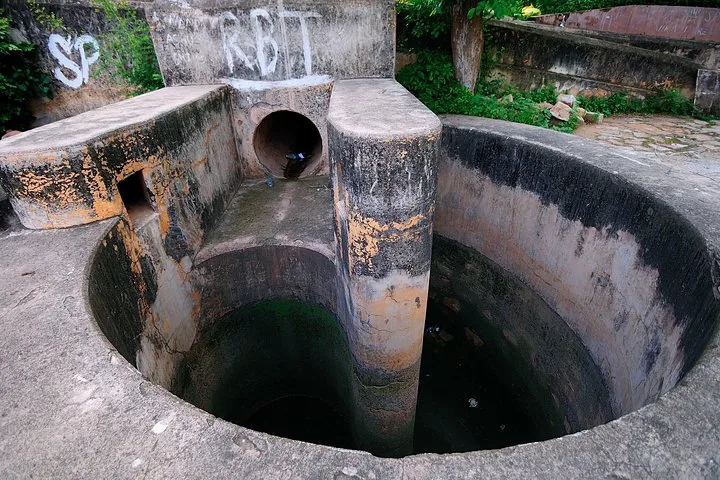 A close-up view of the ancient water management system at Nahargarh Fort.